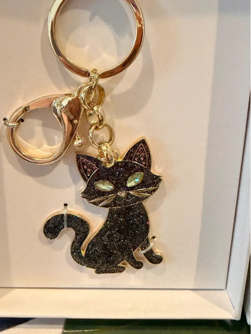 BaubleBar Feline Pretty Black Cat Keychain Bag Charm New in Box